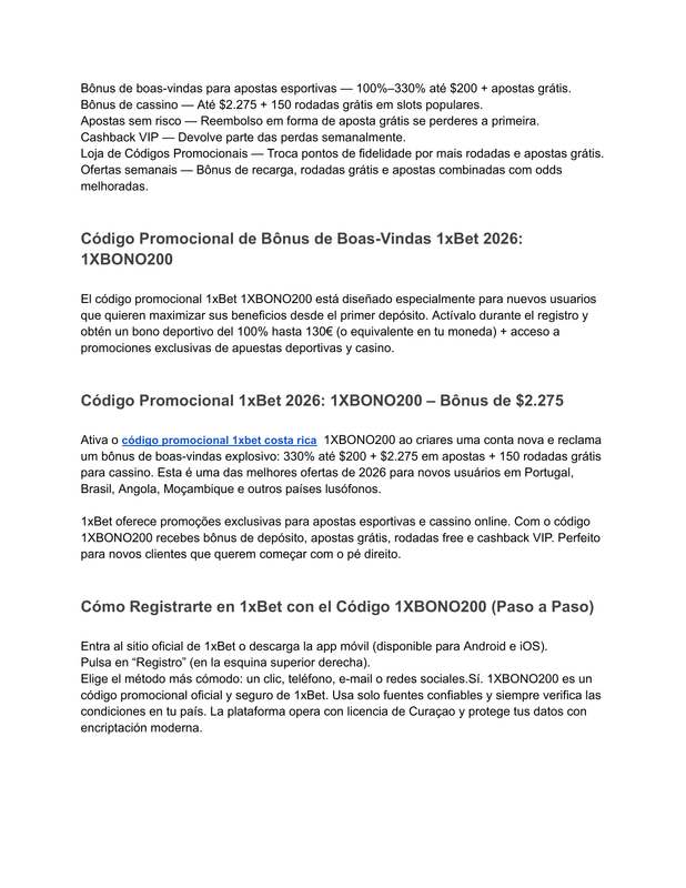 Código Promocional 1x Bet Brasil 1XBONO200 130 de Bienvenida
