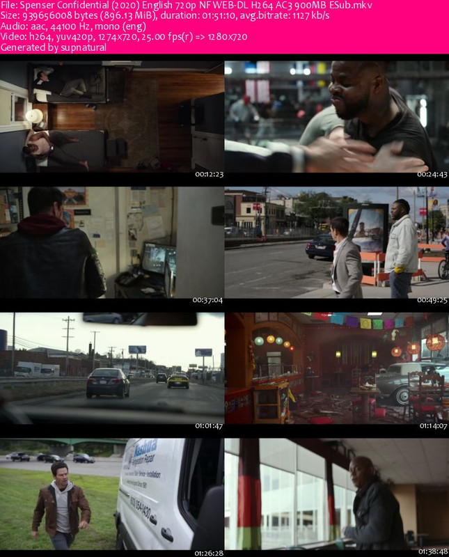Spenser Confidential (2020) English 720p NF WEB-DL H264 AC3 900MB ESub