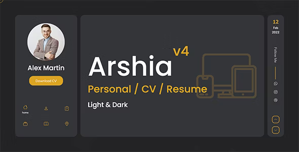 Arshia – Personal, portfolio, vCard and resume Template HTML