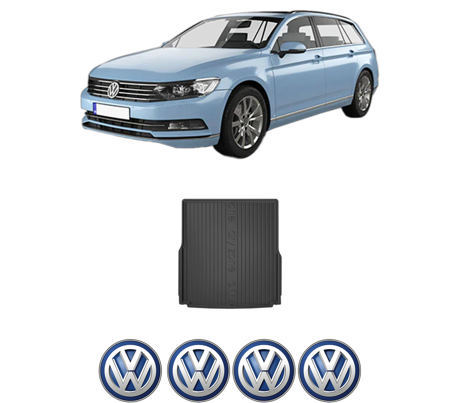 Tavita Portbagaj Volkswagen PASSAT B8 Variant (3G5, CB5) din 2014-2024, Protectie Portbagaj Auto, 4x Stickere auto cu Volkswagen