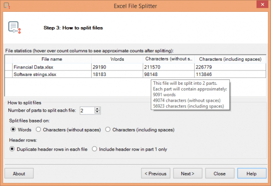 TransTools Excel File Splitter 1.0.2.0
