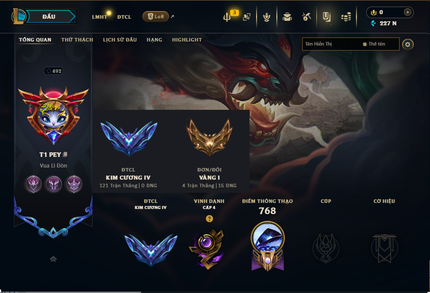 Acc LMHT # - Khung Vàng