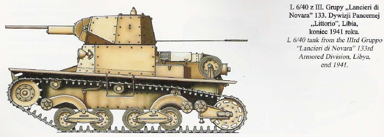L 6-40 z del tercer Grupo Lancieri di Novara 133ª División Blindada, Libia, finales de 1941