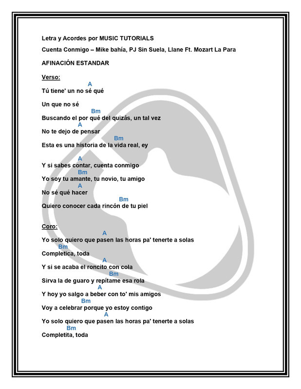 Cuenta Conmigo Mike Bahia Pj sin suela Llane Mozart la para Letra y Acordes  by MUSICTUTORIALS page 0 — Postimages