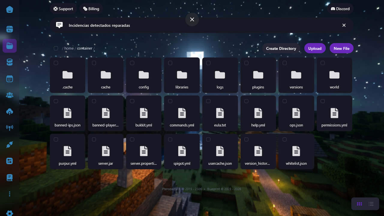 Archivos del panel