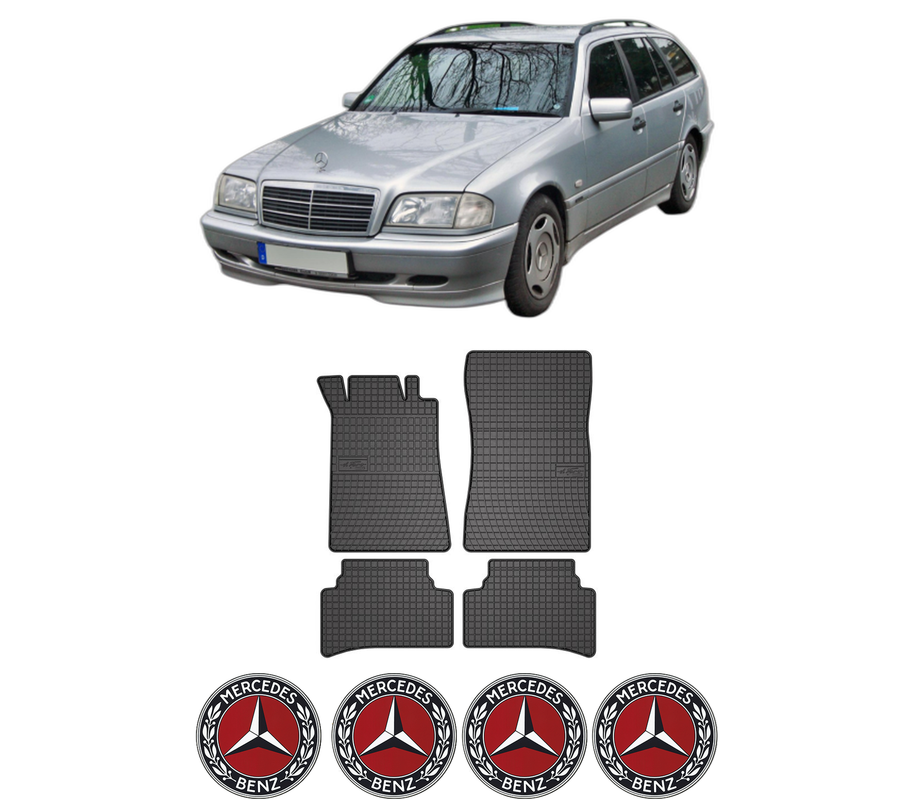 Set covorase presuri MERCEDES-BENZ C-CLASS T-Model (S202) din 1996-2001, auto, din cauciuc thermoplastic, 4 Stickere auto cu MERCEDES-BENZ