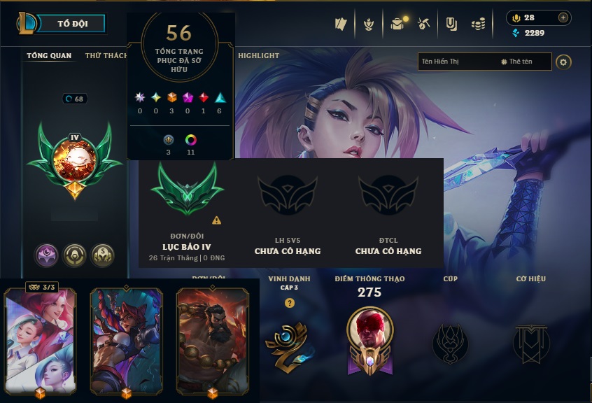 Acc LMHT # - Khung Lục Bảo