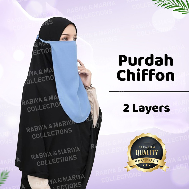 Purdah / Niqab 2 Layer Kain Heavy Chiffon bertali