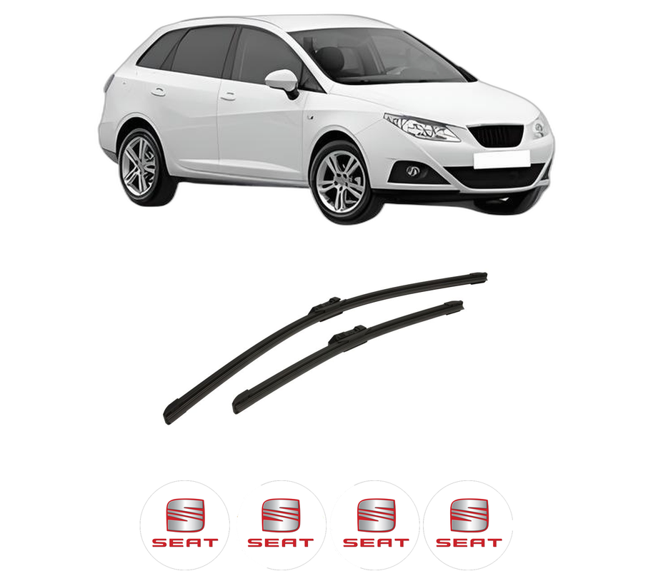 Set stergatoare auto SEAT IBIZA IV ST (6J8, 6P8) din 2010-2016, pentru parbriz auto, 2 bucati, Bosch Aerotwin, din cauciuc siliconat rezistent, 4 Stickere Auto SEAT