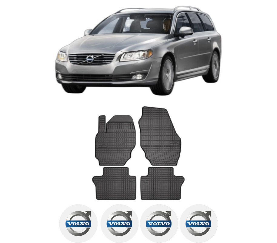 Set covorase presuri VOLVO V70 III Estate Van (135) din 2013-2015, auto, din cauciuc thermoplastic, 4 Stickere auto cu VOLVO