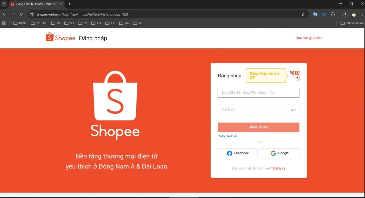 Đăng nhập Shopee