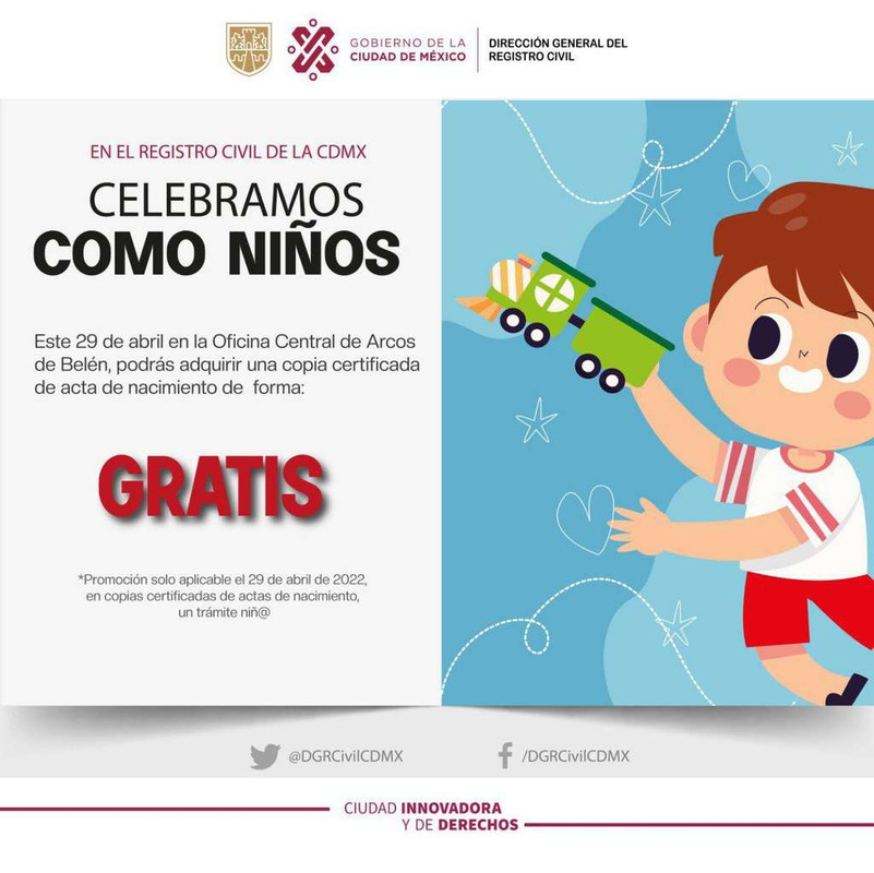 Registro Civil CDMX: GRATIS Copias Certificadas de Actas de Nacimiento Para Niños (29/04) 