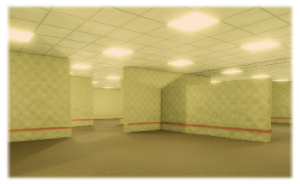 An image of Level 0 taken from a Roblox Backrooms fangame, " Backrooms Unlimited ", created by user " Lolbit757575 ".