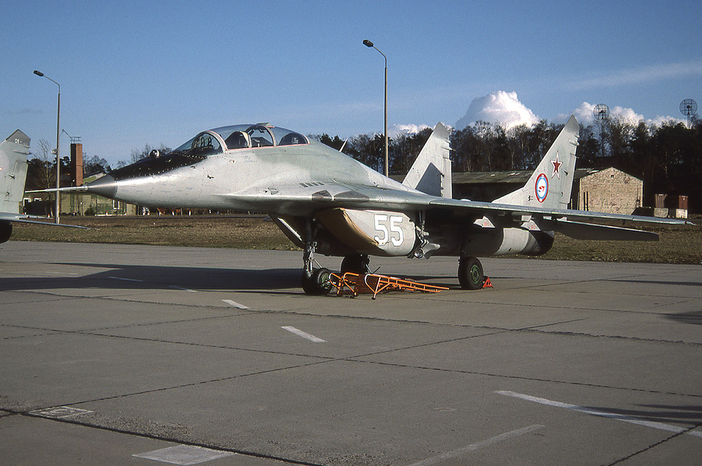 33. IAP, MiG-29UB, 55 white [Wittstock 1993] with un-official 33 IAP badge in the tail