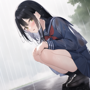 Best quality, masterpiece, small breasts, big top sleeve, dramatic angle, wet cl s-3247442473