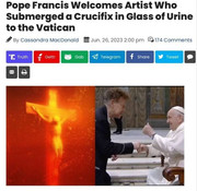 Bergoglio artist cross in urine