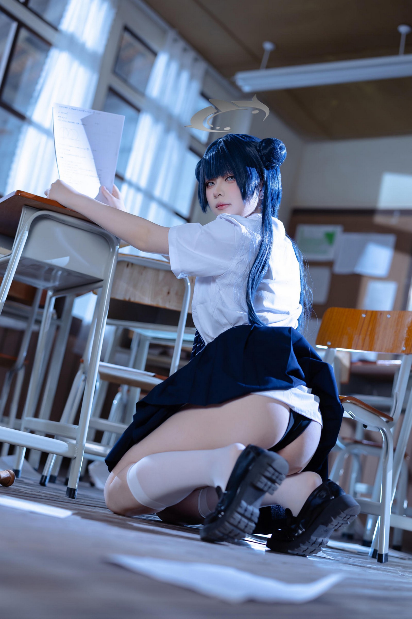 屿鱼 Yuyu 蔚蓝档案 妃咲 JK Cosplay 写真集（61P｜798MB）插图9