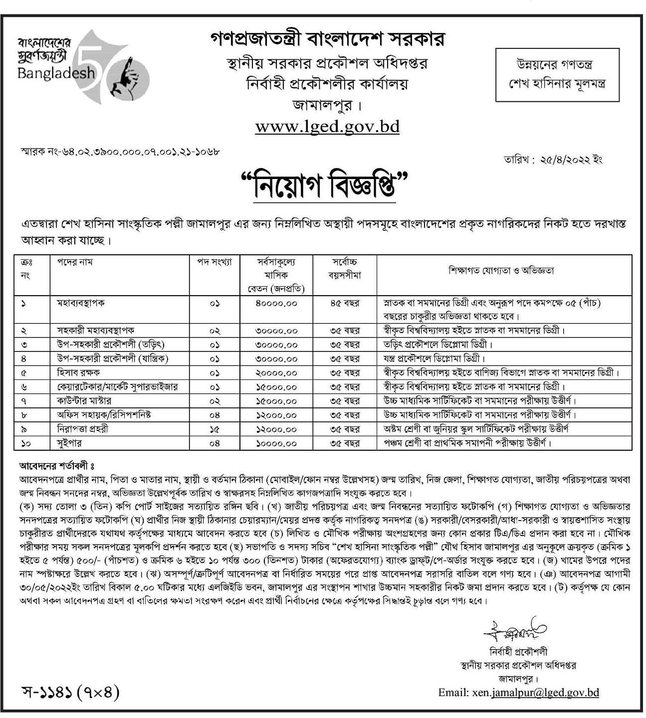 LGED Job Circular 2022 Image