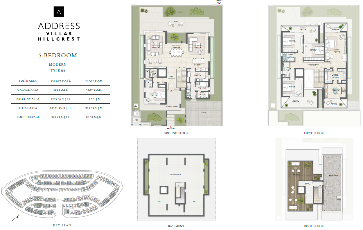 5-BR villa floorplan layout at Address Villas Hillcrest showing spacious room configuration and keyplan details — Distress Deal unit