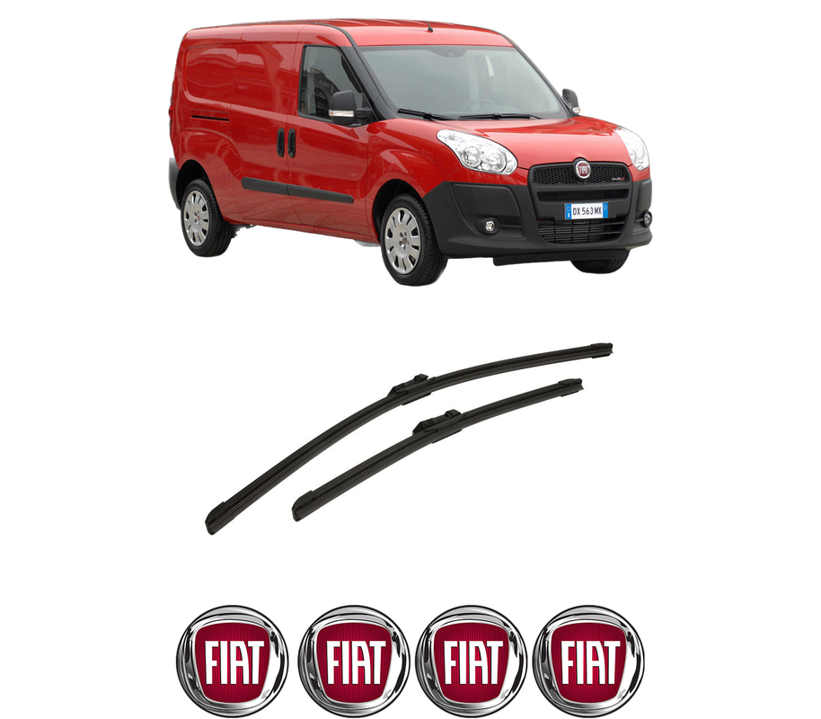 Set stergatoare auto FIAT DOBLO Cargo (263_) din 2010-2023, pentru parbriz auto, 2 bucati, Bosch Aerotwin, din cauciuc siliconat rezistent, 4 Stickere Auto FIAT