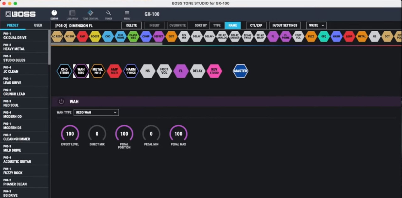 pianist Tæt Bar BOSS GX-100 Reference Docs