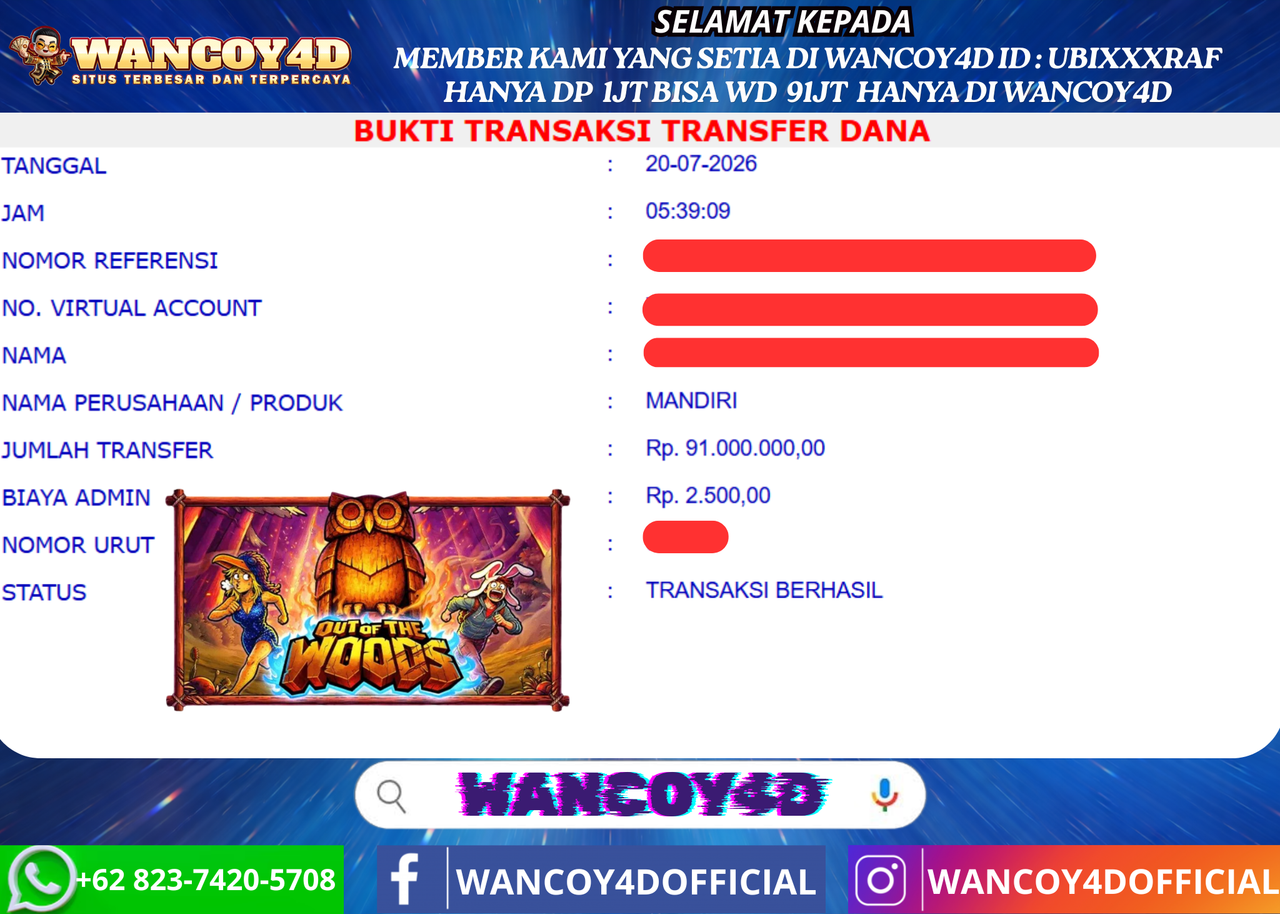 WANCOY4D OUT OF THE WOODS PRAGMATIC  RP.91.000.000 -LUNAS