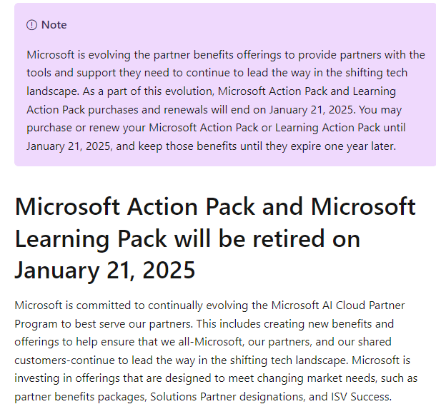 Ende des Microsoft Action pack