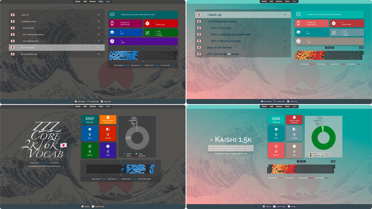 🎨 Modern Material Theme (神奈川沖浪裏) - Updated 06.2025 - AnkiWeb
