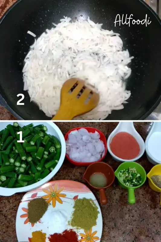 bhindi masala ingredient and fry onion