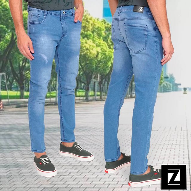 Calça Jeans Skinny Evidence Estonada Masculina – Azul Claro