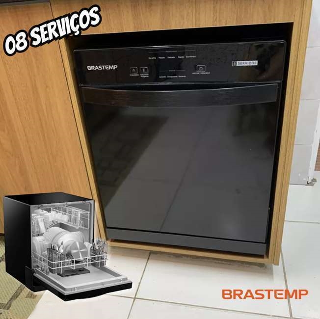 Lava-Louças Brastemp 08 Serviços BLF08AE – Inverter Quente Preta