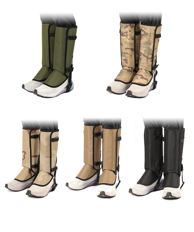 Black Outdoor Waterproof Leg Gaiters - Anti-Snake Bite & Scratch Protection Boot Covers - Breathable Nylon Oxford Leg Guards for Hiking Camping