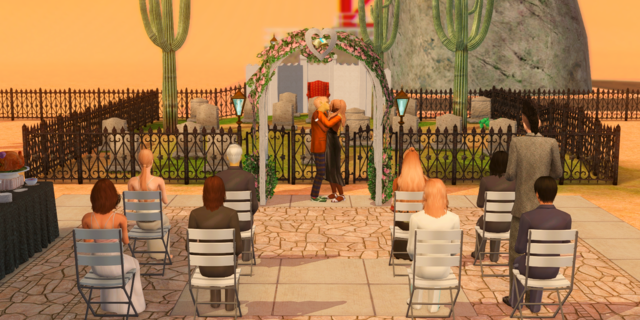 Johnny and Ophelia getting married by the graveyard