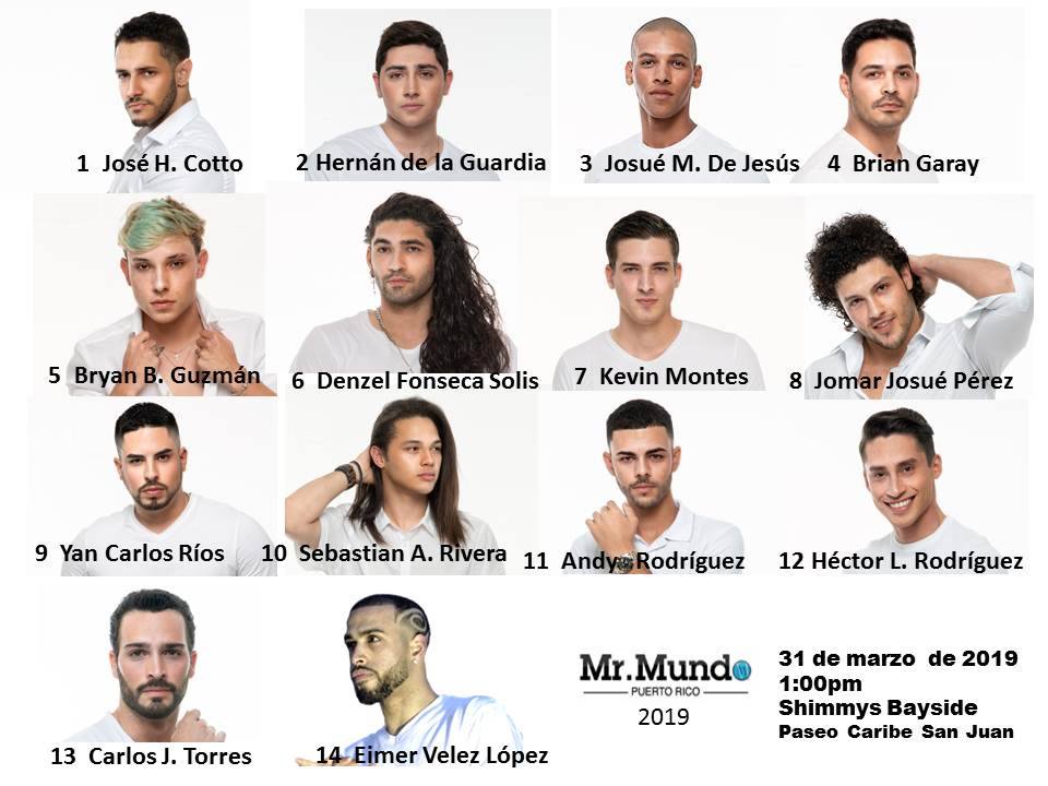 CANDIDATOS A MR. MUNDO PUERTO RICO 2019.  FINAL 31 DE MARZO. MR-MUNDO-PUERTO-RICO-2019-00