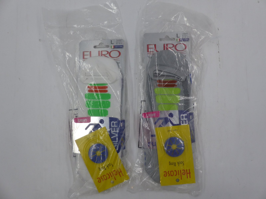 LOT OF 2 EURO SOCK 6409 SPRINT SILVER GHOST MENS/WOMENS RUNNING SOCKS SIZE LARGE