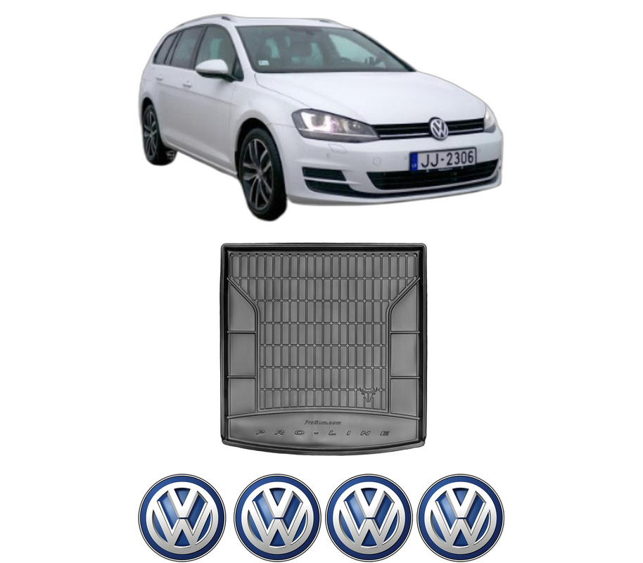 Tavita Portbagaj Volkswagen GOLF VII Variant (BA5, BV5) din 2013-2021, Protectie Portbagaj Auto, 4x Stickere auto cu Volkswagen