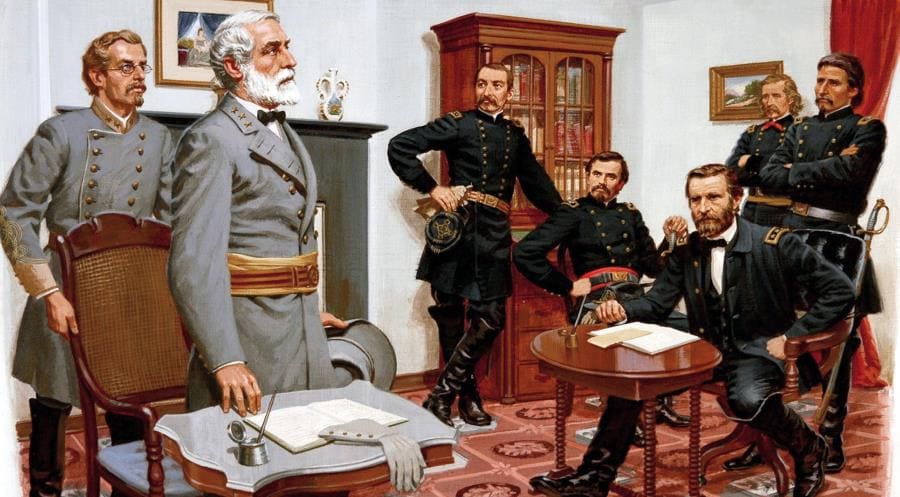 9 апреля 1865 г. генерал Ли капитулировал в Аппоматтоксе (Вирджиния)