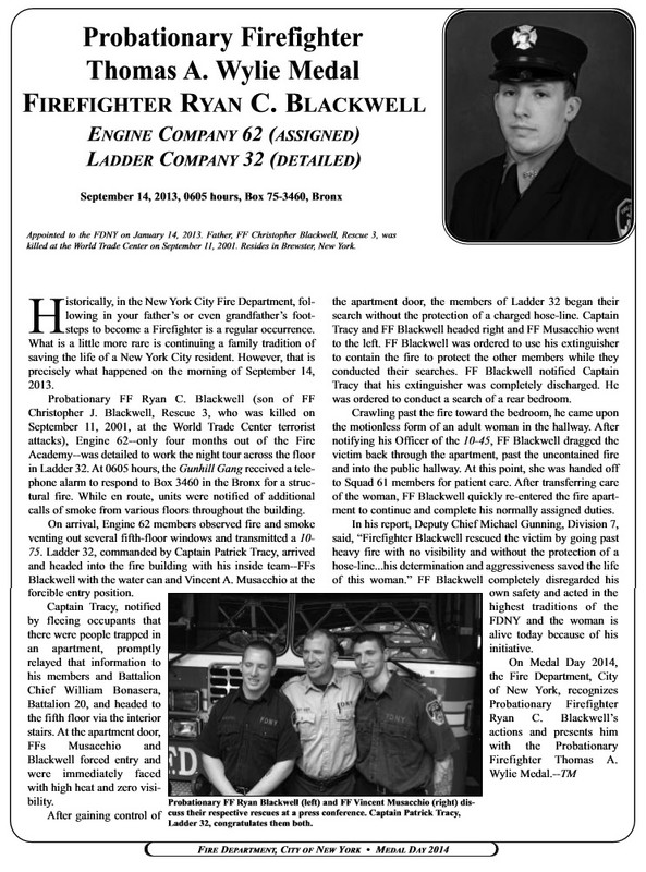 RYAN C. BLACKWELLFF. ENG. 62 (LAD 32 DET.) SEPT. 14, 2014 2014 W