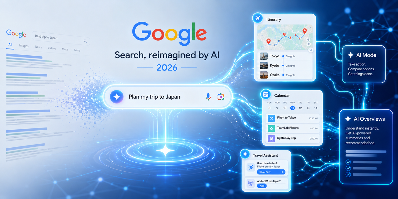Google declara: “Search é AI Search”. Agentes agentic e mini-apps gerados na hora vão remodelar a busca em 2026