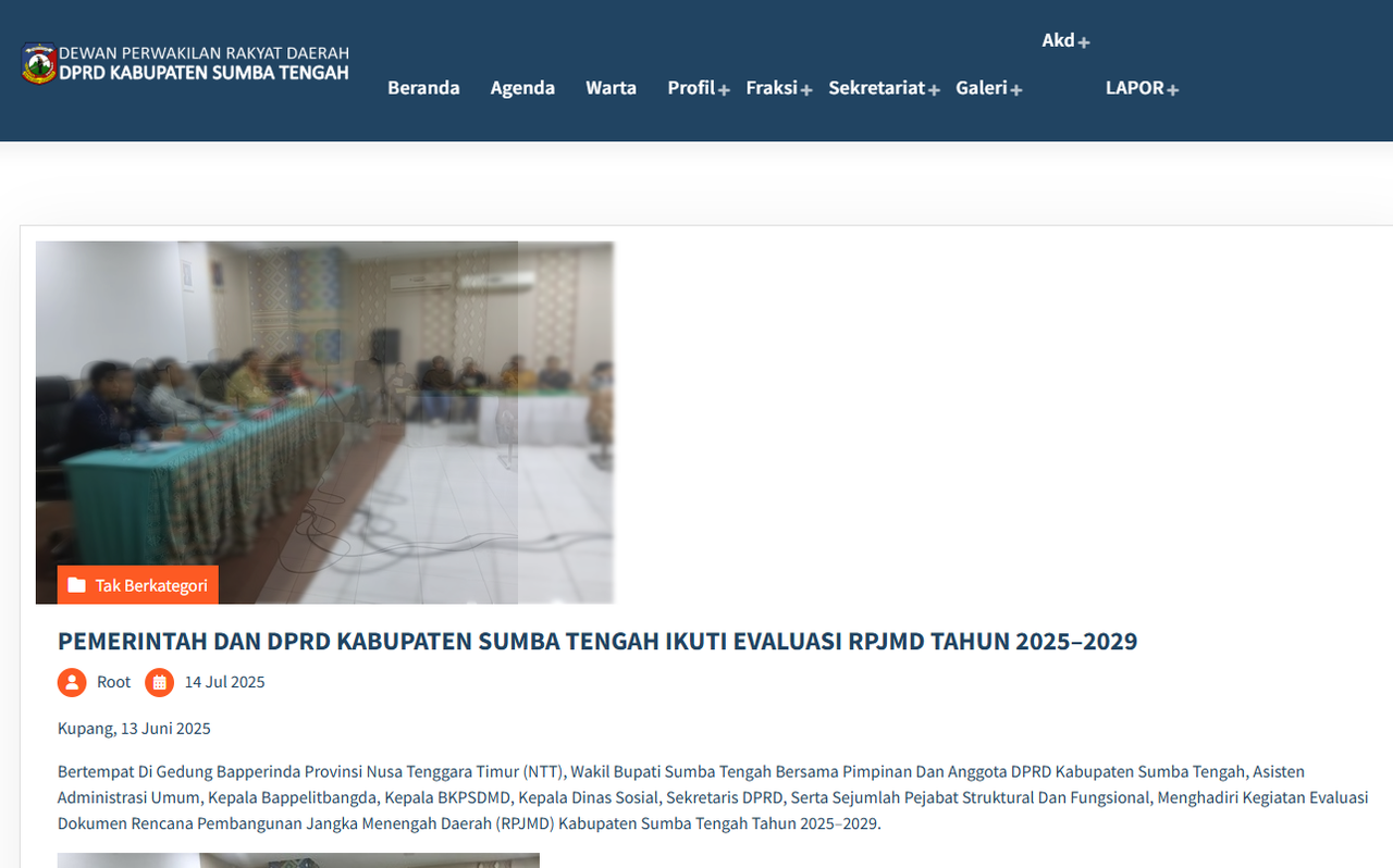 VESPA 777 SLOT PEMERINTAH DAN DPRD KABUPATEN SUMBA TENGAH IKUTI EVALUASI RPJMD TAHUN 2025-2029