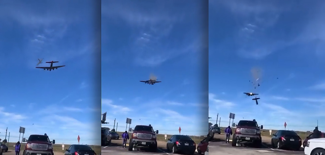 Colisionan dos aviones de la Segunda Guerra Mundial durante un espectáculo aéreo en Texas Colisionan dos aviones de la Segunda Guerra Mundial durante un espectáculo aéreo en Texas