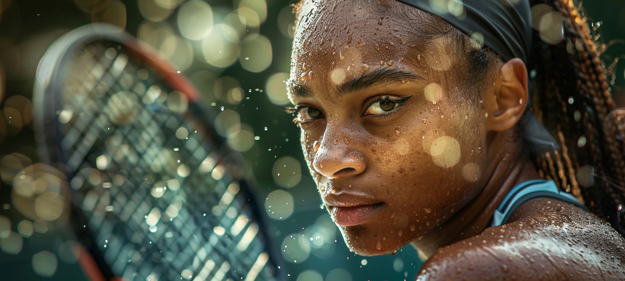 Девушка играет в большой теннис