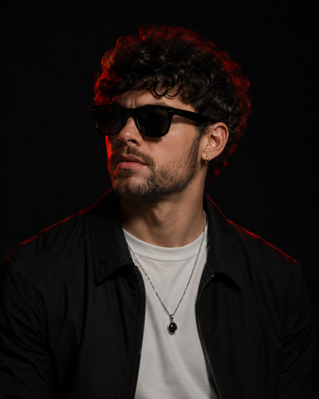 Example result for: Red Rim Light Studio Portrait