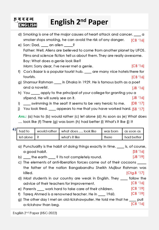 English 2nd Paper HSC 2022 Grammar Part page 010