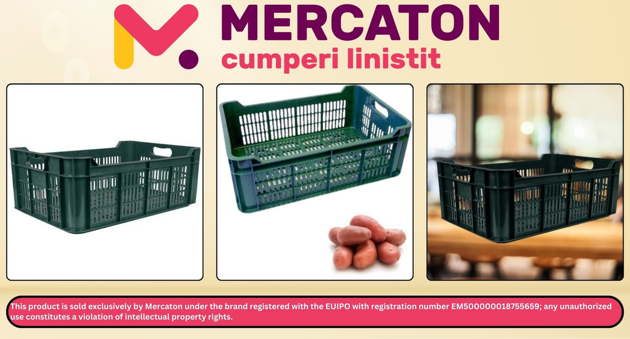 Naveta Mercaton depozitare fructe si legume din polietilena, 20 L, Verde