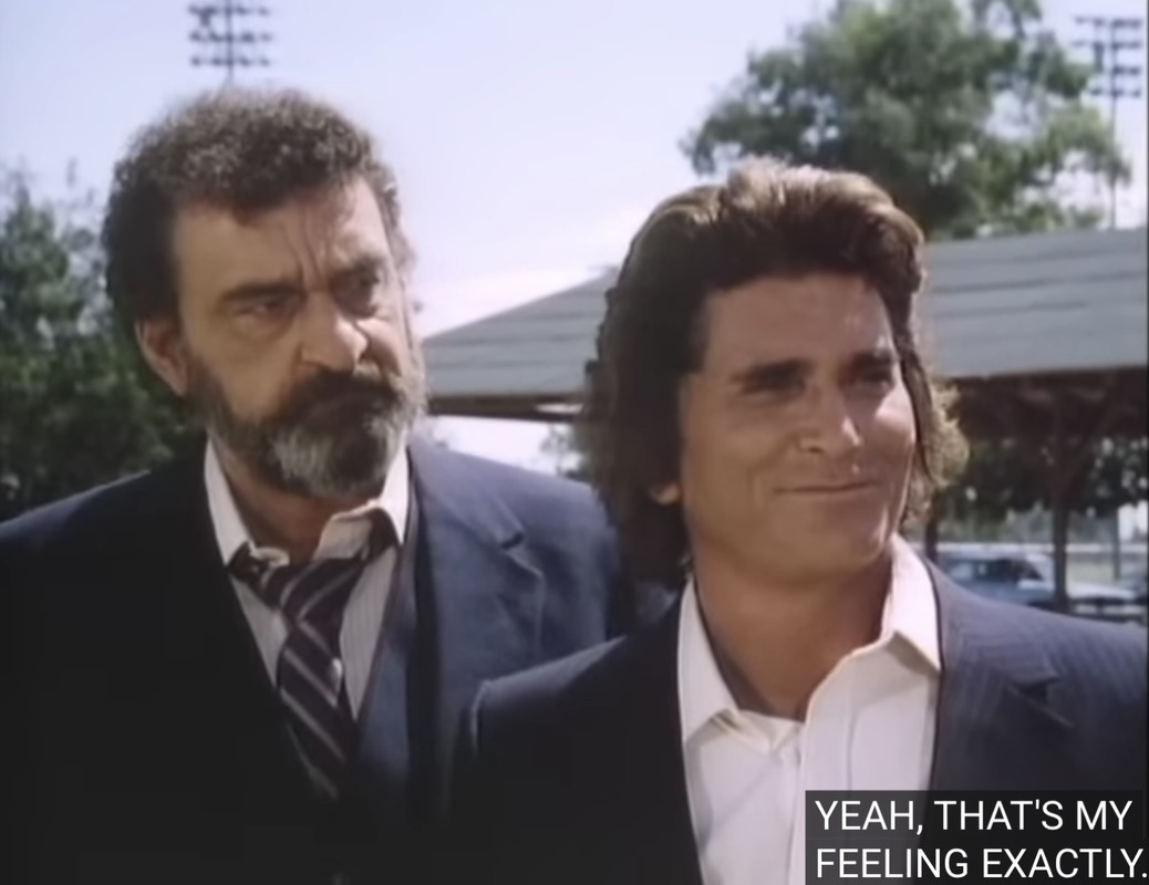 Actors Michael Landon and Victor French in Highway To Heaven