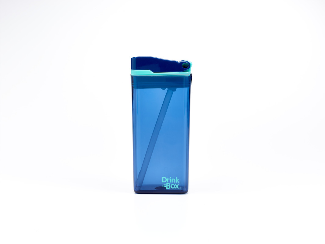 Drink in the Box Eco-Friendly Reusable Drink and Juice Box Container by Precidio Design, 12oz (Blue)