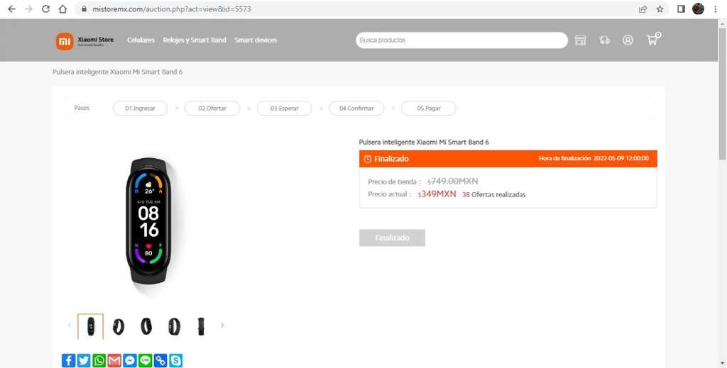 Mi Store: Subastas de Xiaomi Mi Band 6 | leer descripción 