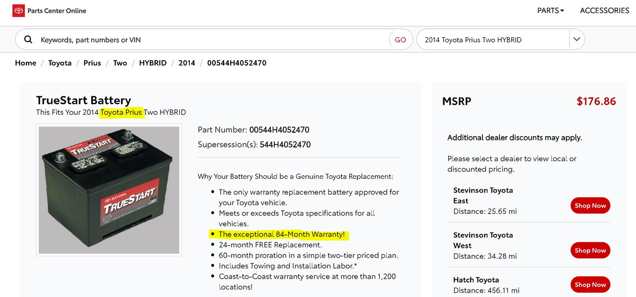 TrueStart OEM 12V Battery Warranty PriusChat