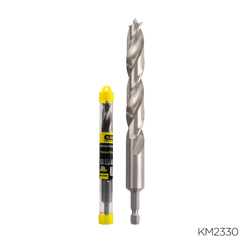 BROCA PARA MADERA HSS CON VASTAGO HEX 1/4" X 15mm KAMASA